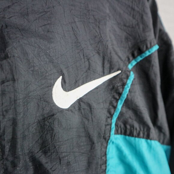 RARE Vintage Nike 1990s teal big swoosh wind breaker Made in USA Windbreaker - Picture 4 of 8